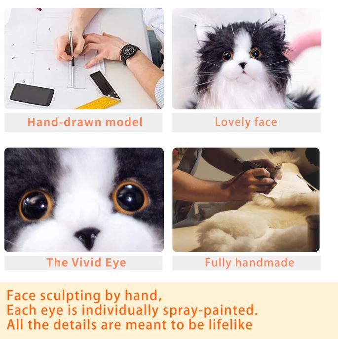 Lifelike Black and White Plush Cat | Soft, Handmade Companion for Seniors, Dementia Care & Non Robotic Pet Alternatives