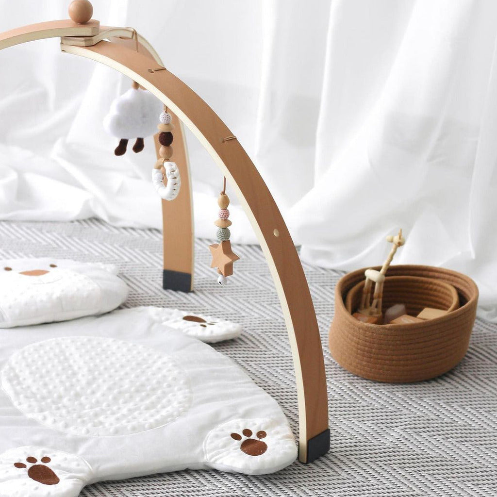 Wooden Baby Play Gym - Cot Mobile Playmat for Newborns