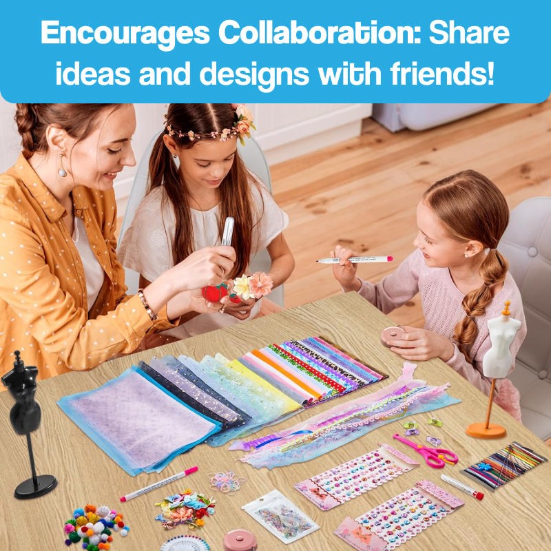 DIY Kids Fashion Design Kit| Creative Tools, Fabrics & Accessories to Inspire Young Designers