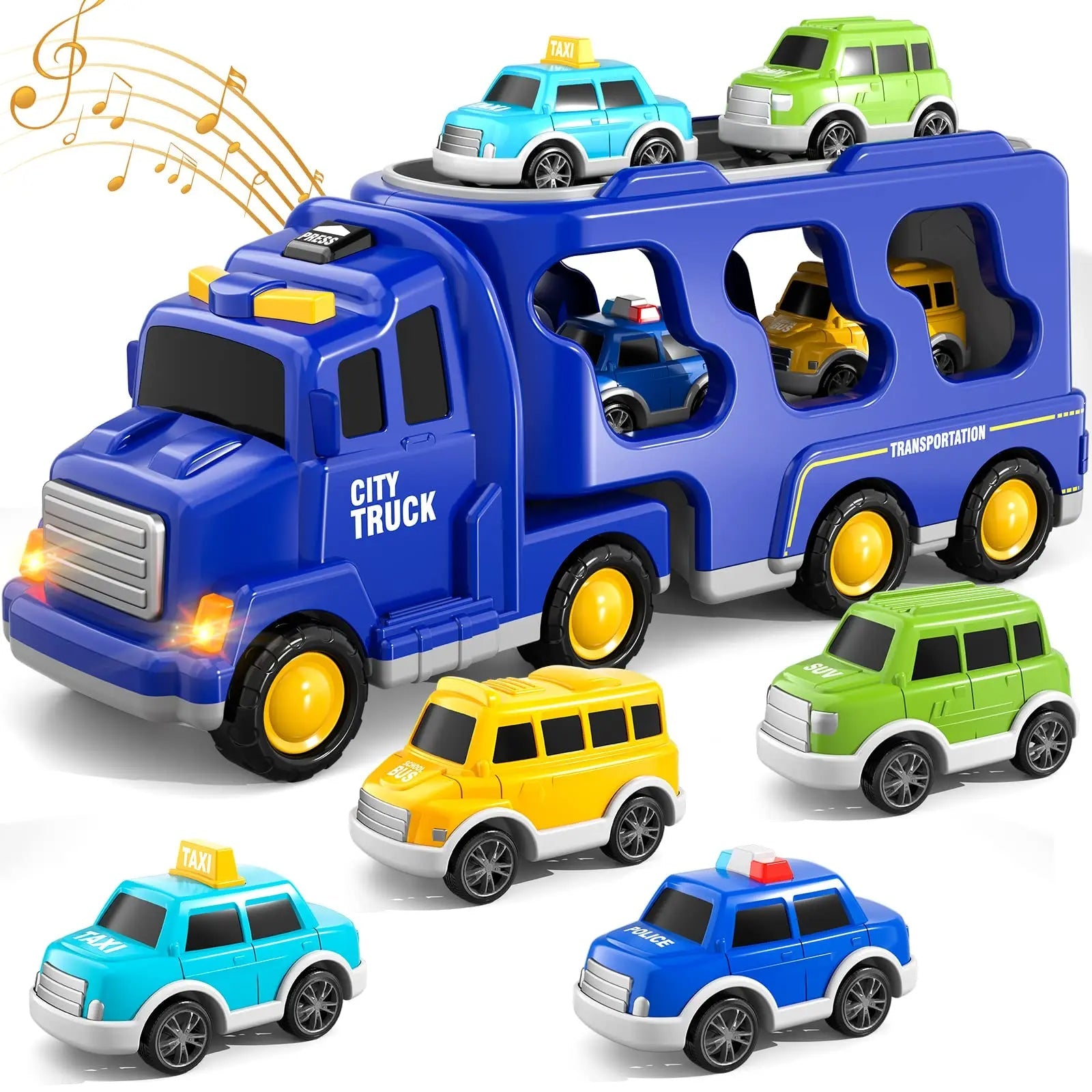 Magic Car City Goods Transporter Toy with Lights and Music for Kids - Interactive Vehicle Playset