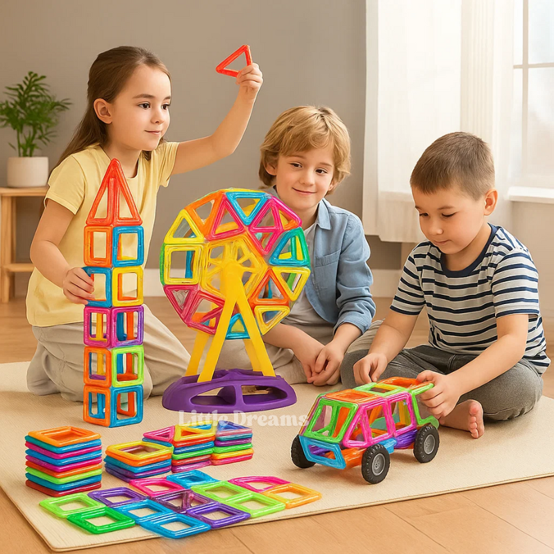 Magnetic Building Blocks - Creative Magnetic Tiles for Kids - STEM Learning Toy - 3D Construction Set