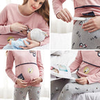 Maternity Pajamas for Women | Stretchy, Breathable Fabric with Effortless Nursing Access for Pregnancy & Nighttime Feedings