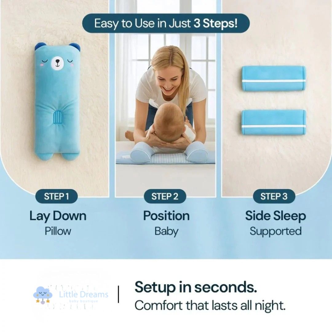 Ergonomic Baby Head Shaping Pillow | Natural Plant Filling, Reversible Design & Year-Round Comfort for Ages 1-3 Years