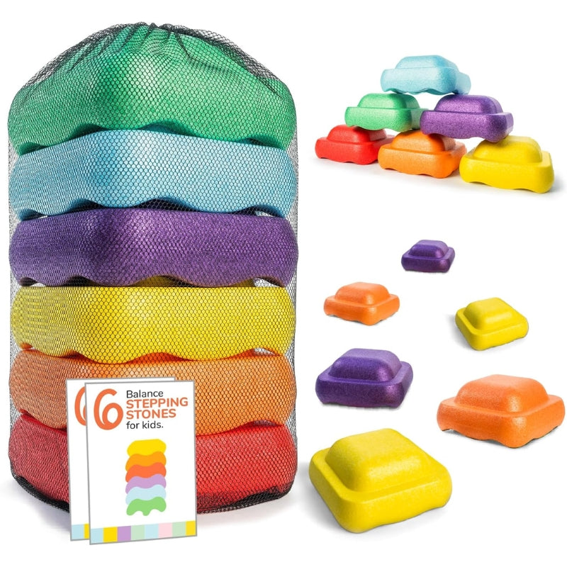 Sensory Stepping Stones for Kids – Autism Balance Toys, Rainbow Foam Play Stones for Toddlers