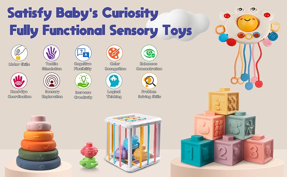 Montessori Baby Sensory Toys Set | 4-in-1 Educational, Safe & Engaging for Early Development and Cognitive Skills