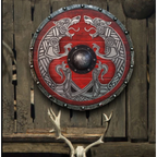 Double Ravens Personalized Viking Shield | Battleworn Design for Home Decor & Collectors