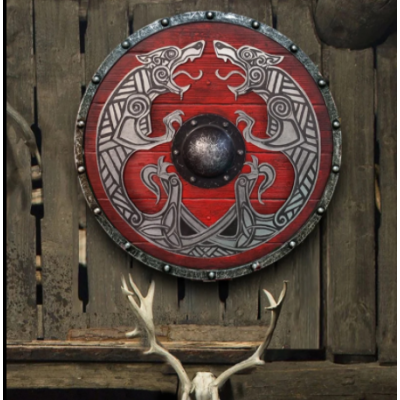 Double Ravens Personalized Viking Shield | Battleworn Design for Home Decor & Collectors