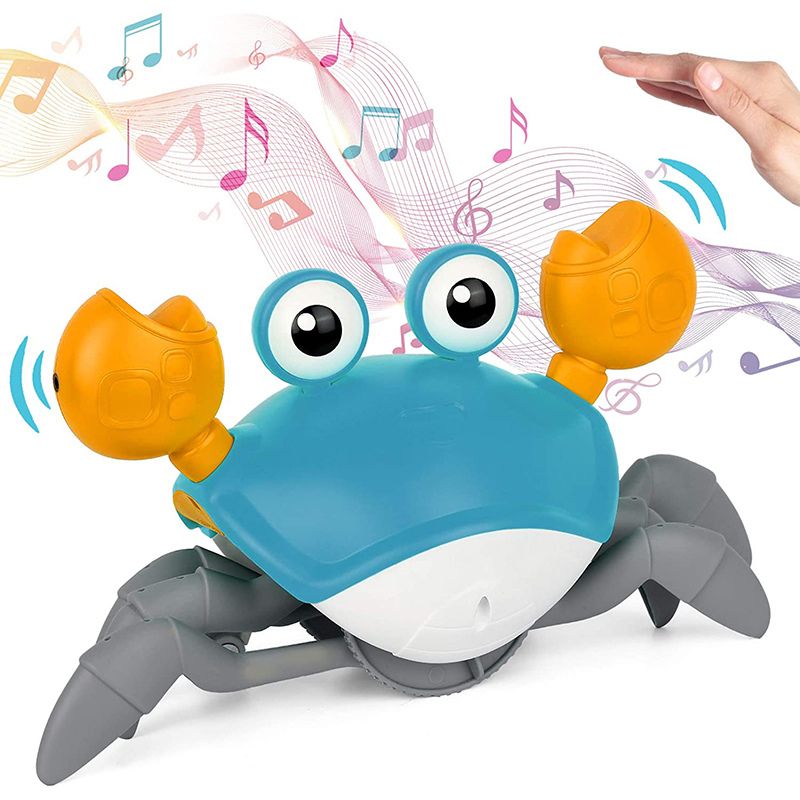 Interactive Crawling Crab Toy in blue with lights and sound