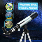 Kids 50mm Refractor Telescope | Easy to Use, Packable & Ideal for Stargazing and Backyard Exploration for Ages 7+