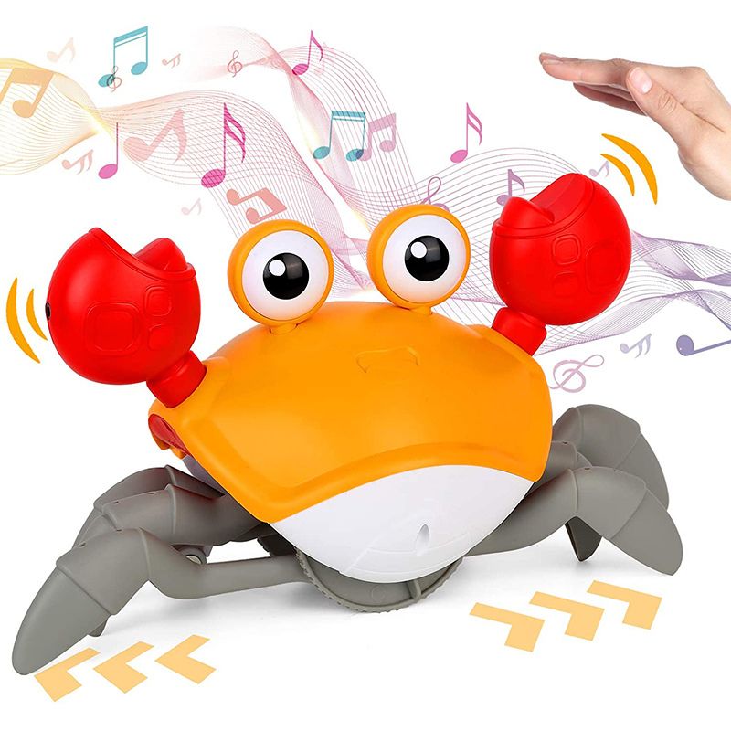 Interactive Crawling Crab Toy in orange with lights and sound