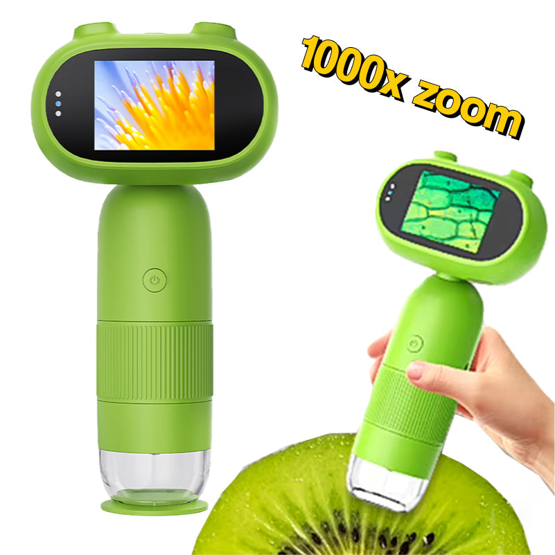 STEM Adventure Mini Microscope Kit | 1000x Magnification, Adjustable LED Lights & Portable for Young Explorers Age 6+