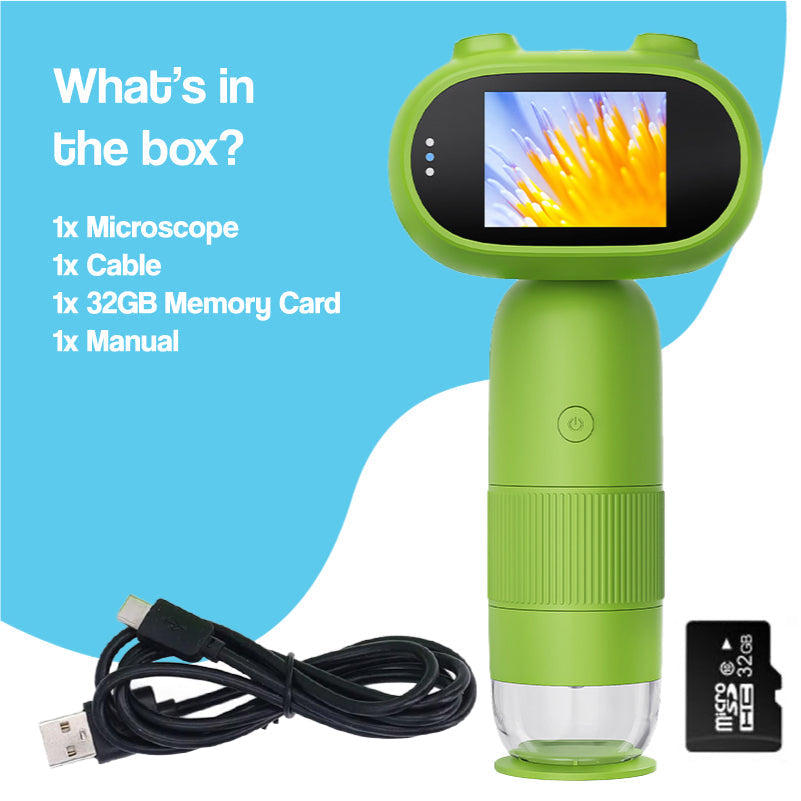 STEM Adventure Mini Microscope Kit | 1000x Magnification, Adjustable LED Lights & Portable for Young Explorers Age 6+