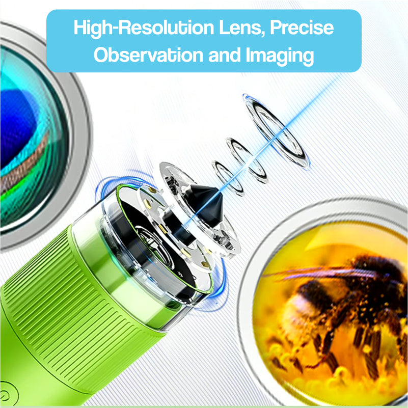 STEM Adventure Mini Microscope Kit | 1000x Magnification, Adjustable LED Lights & Portable for Young Explorers Age 6+