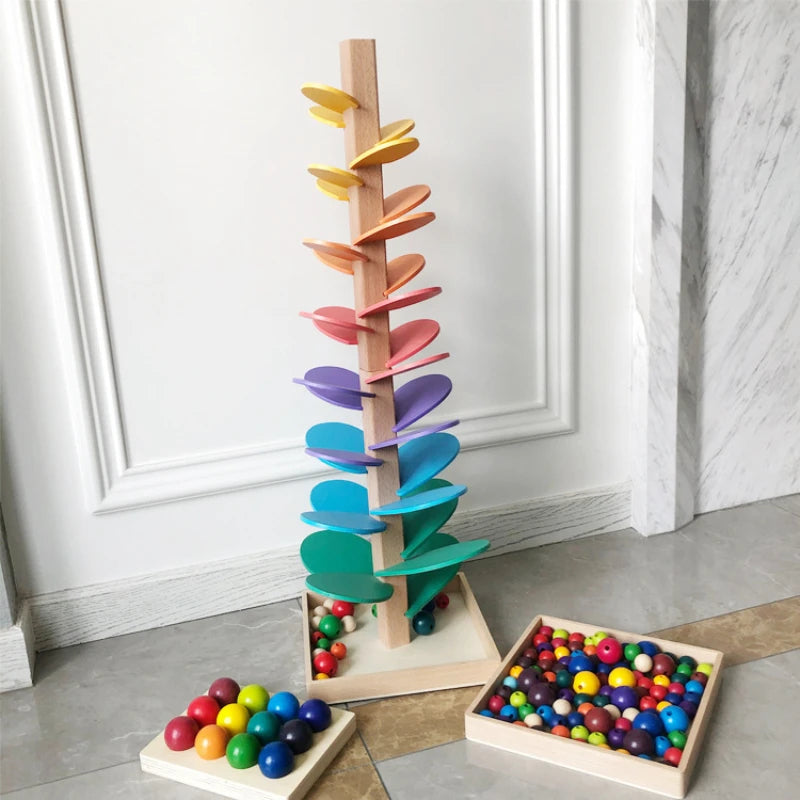 Montessori Wooden Marble Tower | Colorful, Eco-Friendly Toy for Cognitive Development & Fine Motor Skills