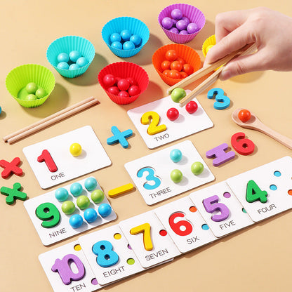 Montessori Wooden Bead Sorting Game | Eco-Friendly, Interactive Learning Tool for Early Childhood Development