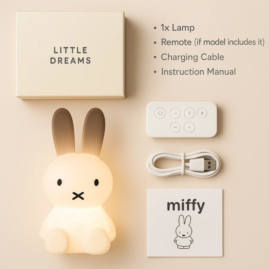 Miffy Bunny Lamp - Soft White Rabbit Night Light for Kids and Toddlers