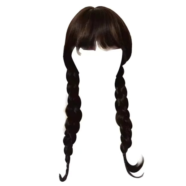 Childrens Addams Costume for Girls - Black Dress, Wig, and Gothic Accessories