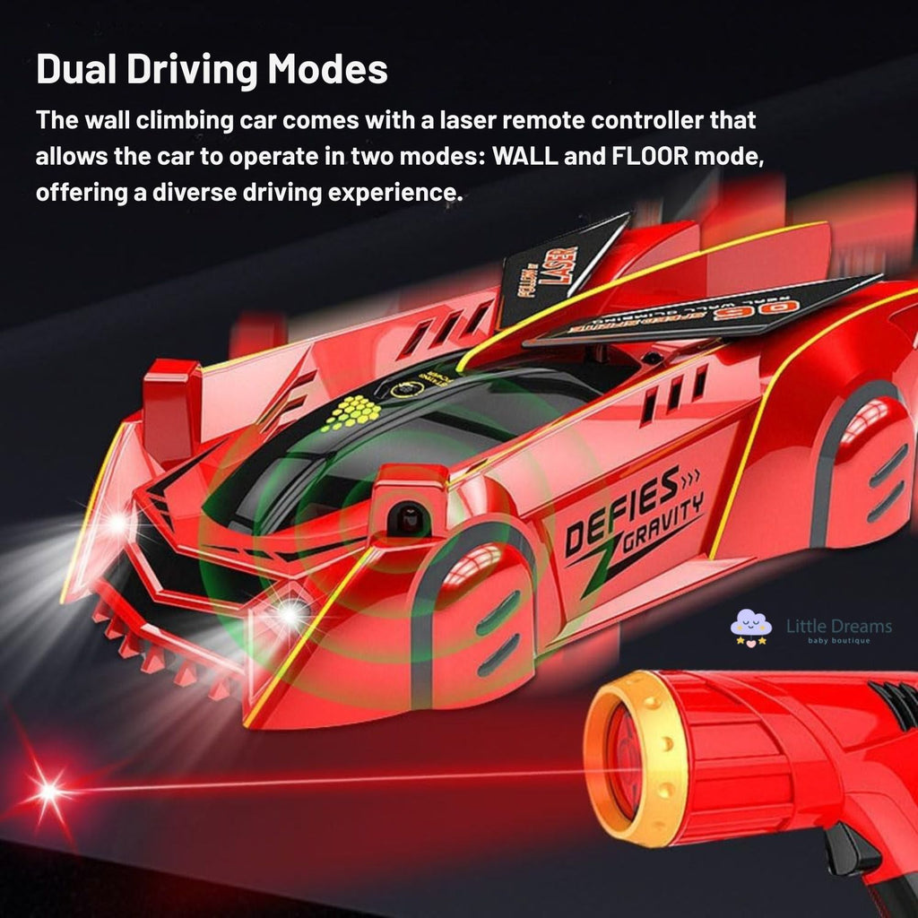 Laser-Controlled Wall Climbing RC Car | Gravity-Defying, LED Lights & Fun for Kids Aged 3+
