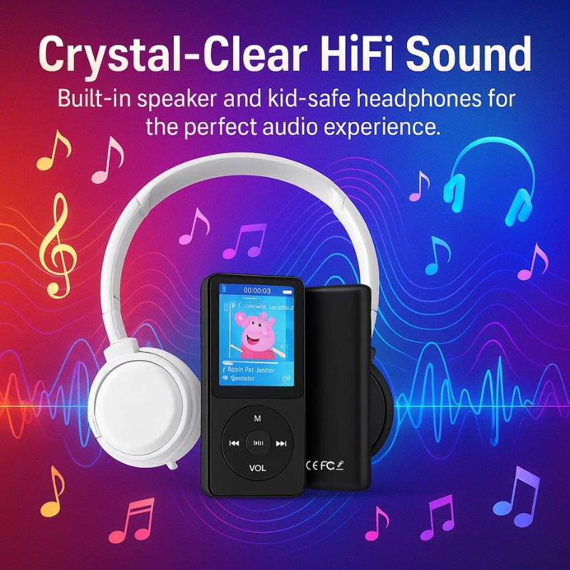 Kids' MP3 Player with Headset | HiFi Sound, 8GB Storage & No Internet Required for Music, Videos & Ebooks