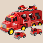 Double-Layer Truck Playset | Fire & Construction Vehicle with Mini Vehicles and Music Function for Kids Aged 3+