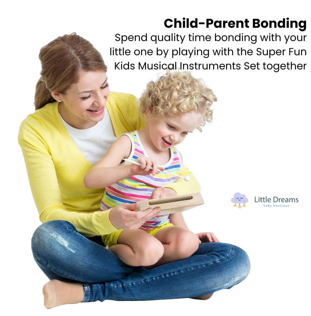 Wooden Musical Instruments Set for Kids | 10 Non-Toxic Infant Music Toys Instruments to Boost Rhythm & Creativity for Ages 3+