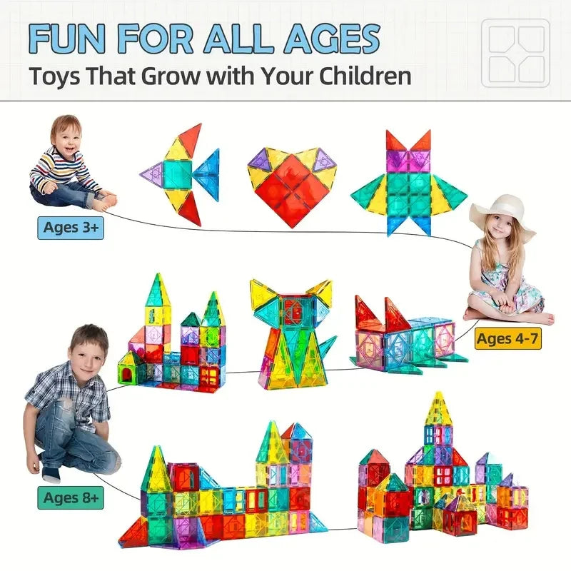 Dreamscape™ | Magnet Building Blocks Set | 100 Colorful Magnetic Tiles for Creative Play & STEM Learning