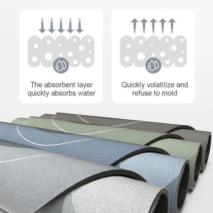 Bathroom Waterproof Floor Mat - Quick Drying & Absorbent Magic Mats with Rubber Backing