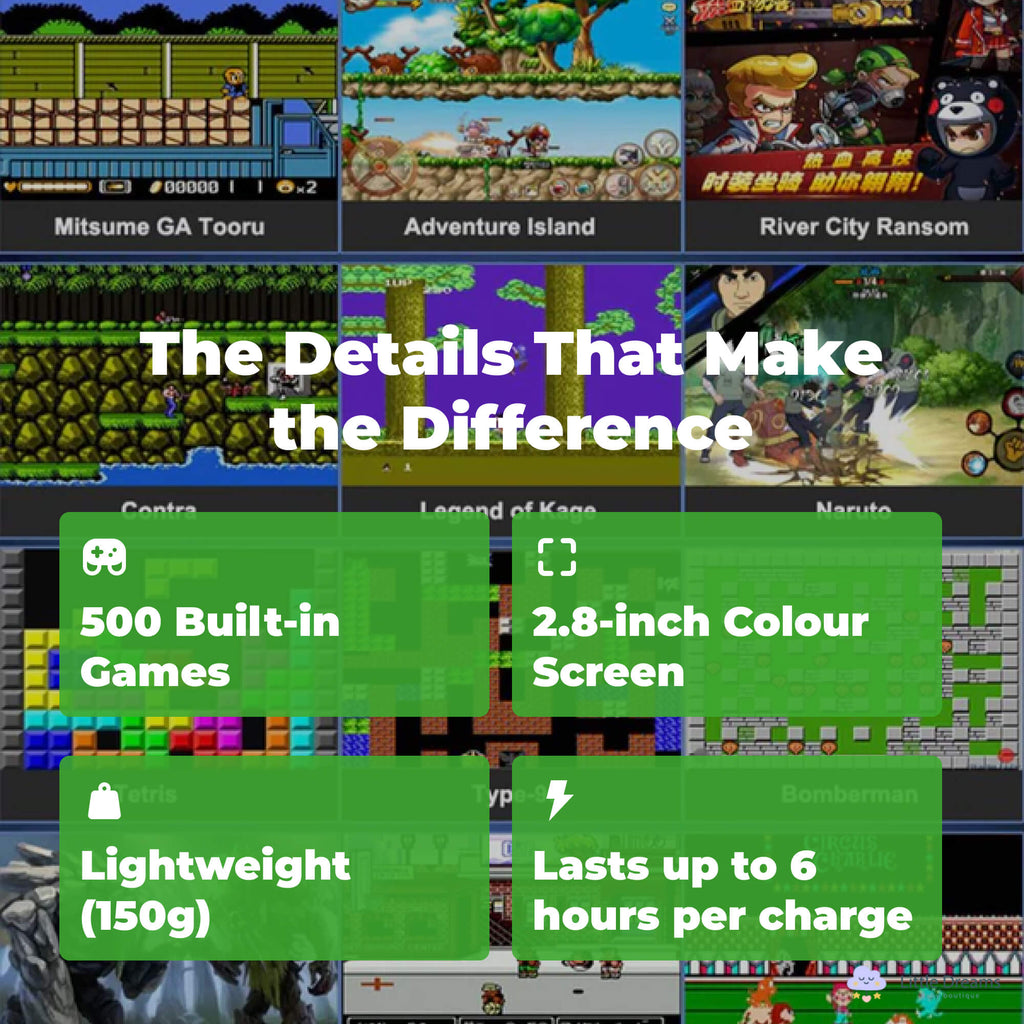 500 Classic Game Retro Video Game Console | Portable, User-Friendly & Ideal for Kids' Skill Development