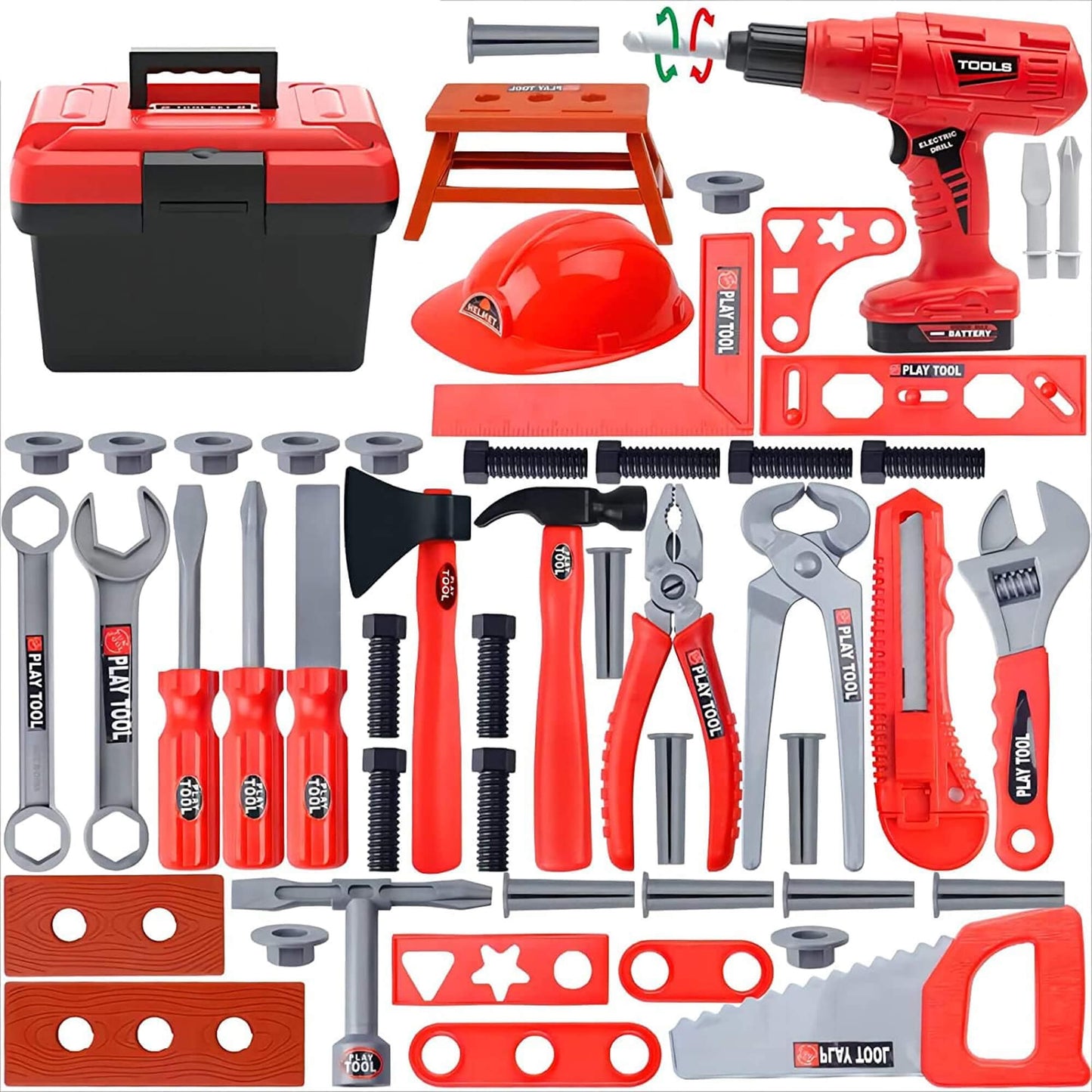 Kids' 55-Piece Tool Set | Realistic, Hands-On Learning for Young Builders Aged 3-5+ Years