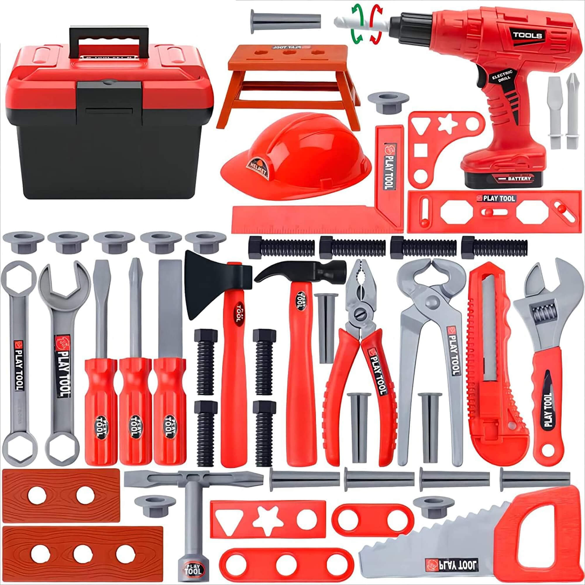 Kids' 55-Piece Tool Set | Realistic, Hands-On Learning for Young Builders Aged 3-5+ Years