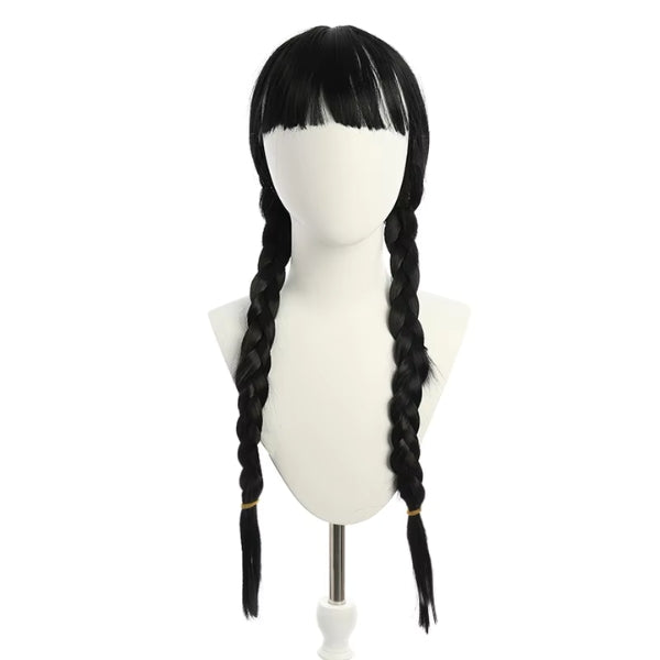 Childrens Addams Costume for Girls - Black Dress, Wig, and Gothic Accessories