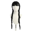 Image of Childrens Addams Costume for Girls - Black Dress, Wig, and Gothic Accessories