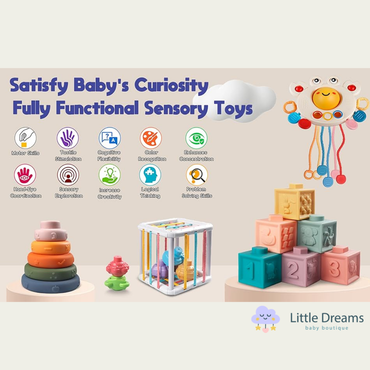 Montessori Baby Sensory Toys Set | 4-in-1 Educational, Safe & Engaging for Infants Aged 6 Months and Older