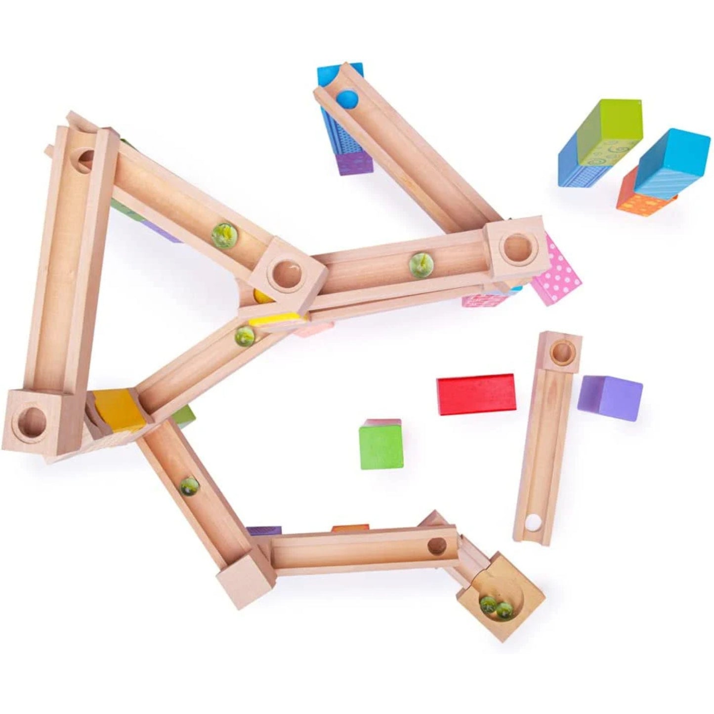 Wooden Construction Set for Kids – Build Your Own Wooden Marble Run Track for Endless Fun and Creativity