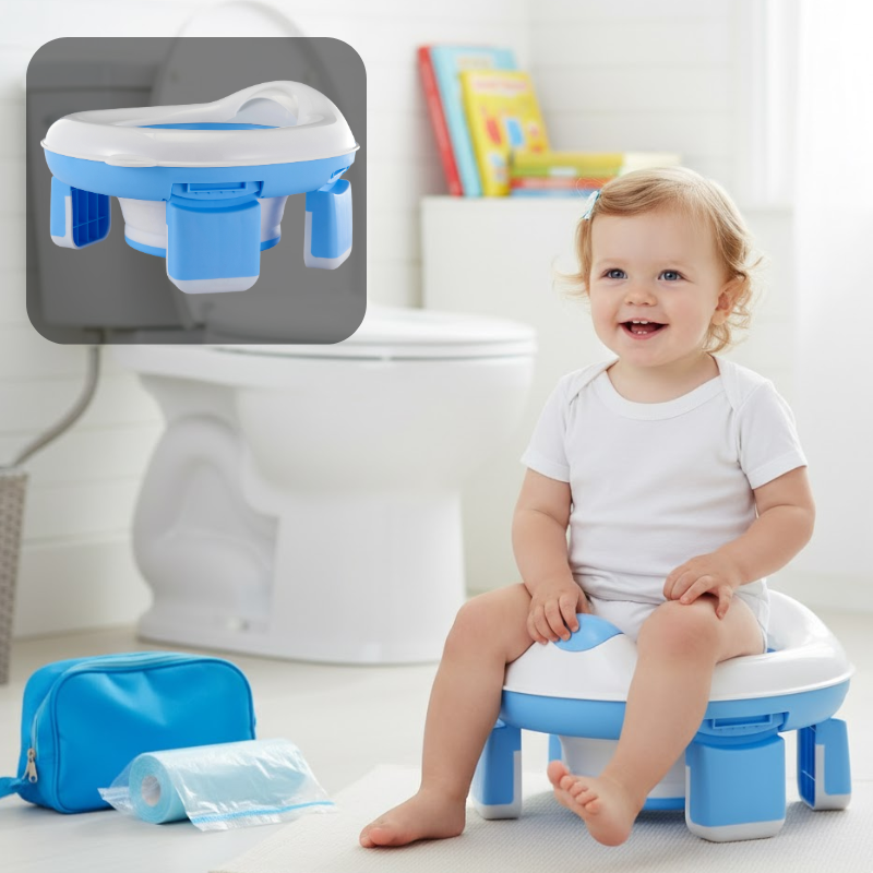 2-in-1 Portable Potty Trainer | Flexible, Super-Absorbent Liners & Ideal for Travel and Home Use for Children