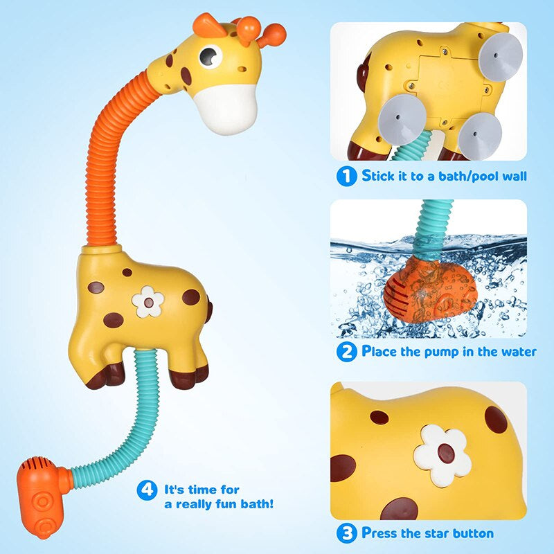 Interactive Giraffe Bath Toy | Water Spraying, Colorful Lights & Educational Fun for Kids' Bath Time