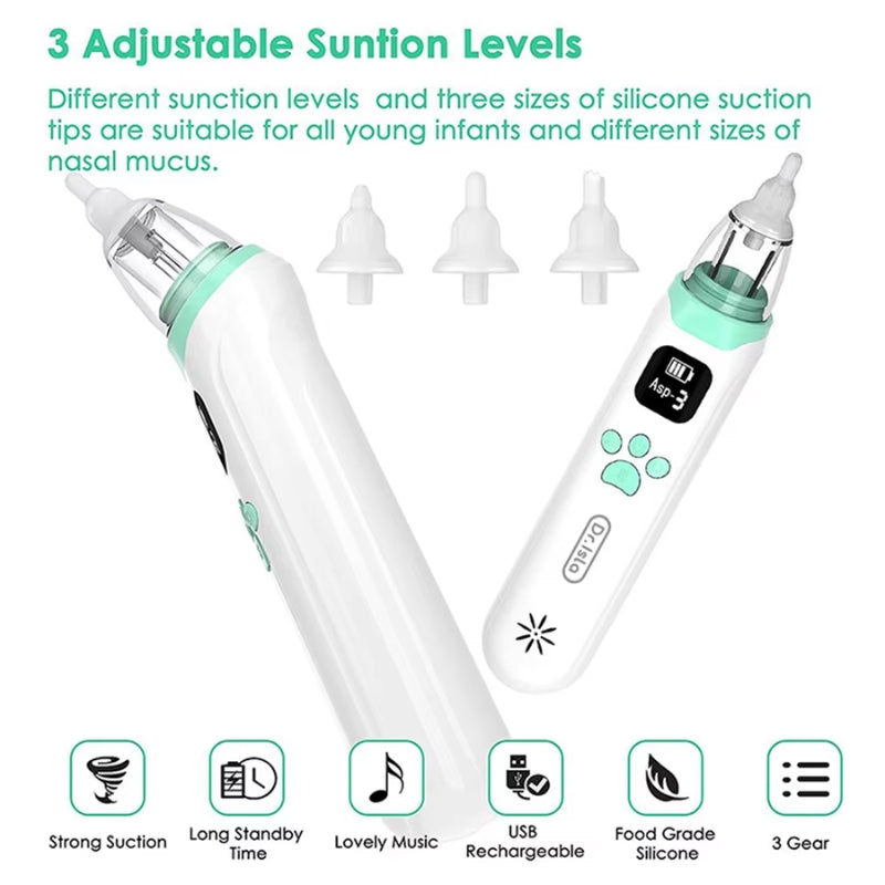 Baby Electronic Nasal Aspirator - Safe, Fast, Hygienic Snot Sucker for Newborn & Toddler
