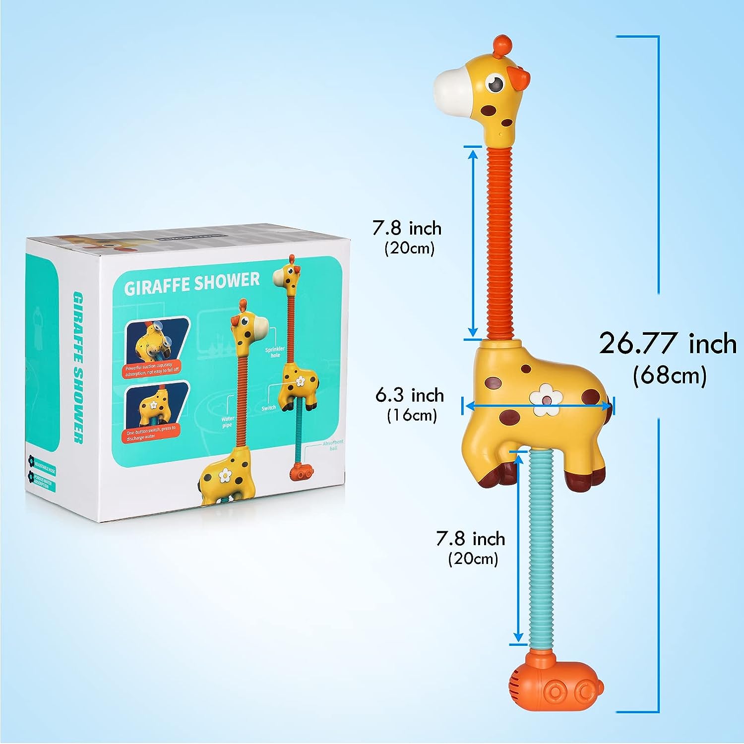 Interactive Giraffe Bath Toy | Water Spraying, Colorful Lights & Educational Fun for Kids' Bath Time