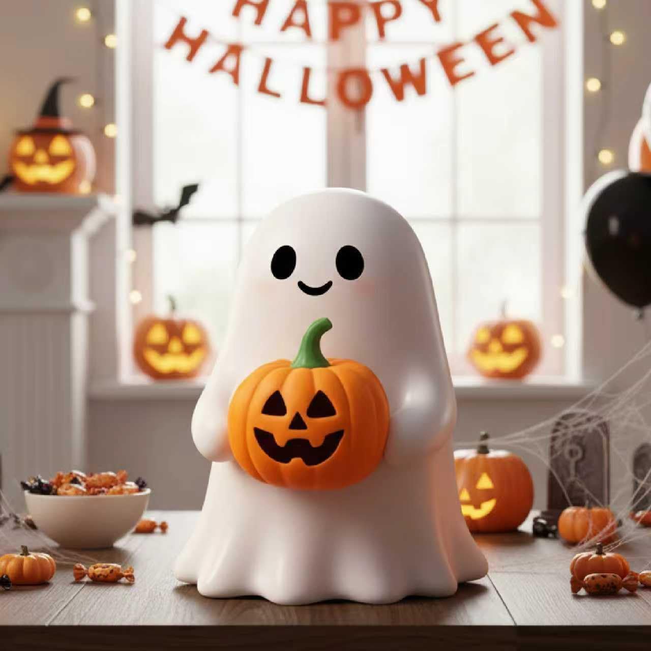 Halloween Ghost Figurine | Cute, Whimsical Decor for Tabletop Home Decoration and Unique Gifts