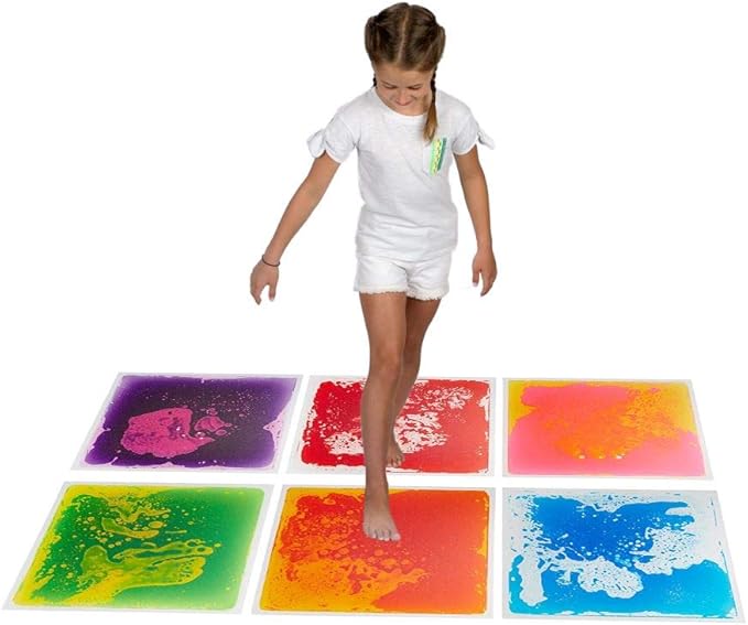 Liquid Floor Tiles - 50cm x 50cm Square Tiles - Set of 6 for Modern Home Flooring & Interior Design
