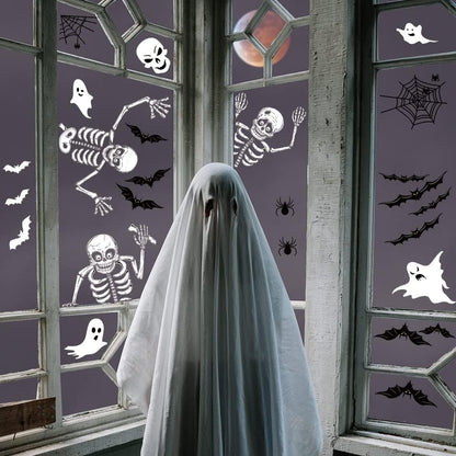 Halloween Window Clings Decor | Double-Sided, Removable Stickers for Indoor Party Decorations & Home Halloween Decor