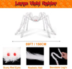 Halloween Spider Web Lights | 23FT with 350 LED, 6.6FT Giant Spider & 8 Modes for Outdoor Haunted House Decor