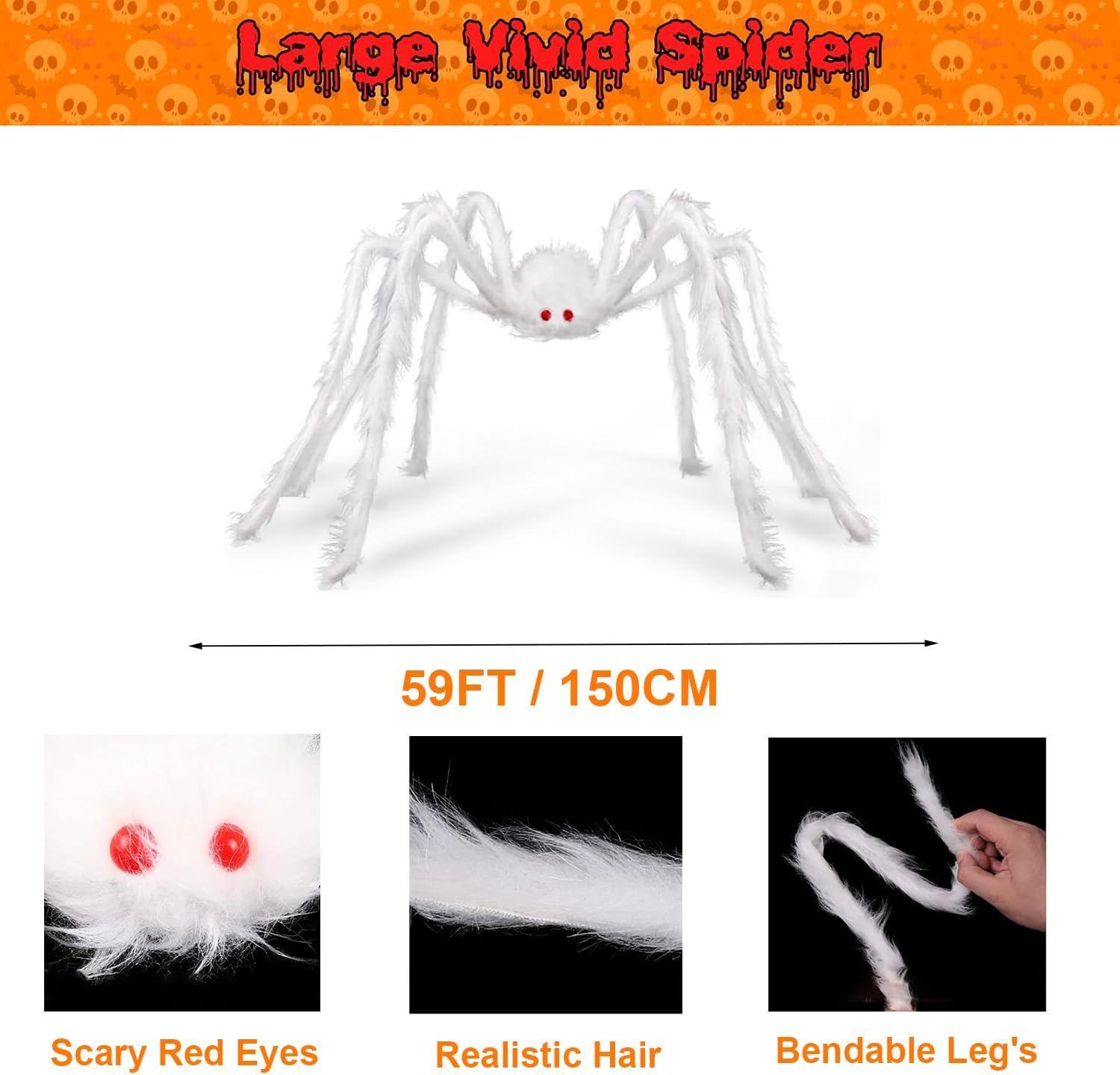 Halloween Spider Web Lights | 23FT with 350 LED, 6.6FT Giant Spider & 8 Modes for Outdoor Haunted House Decor