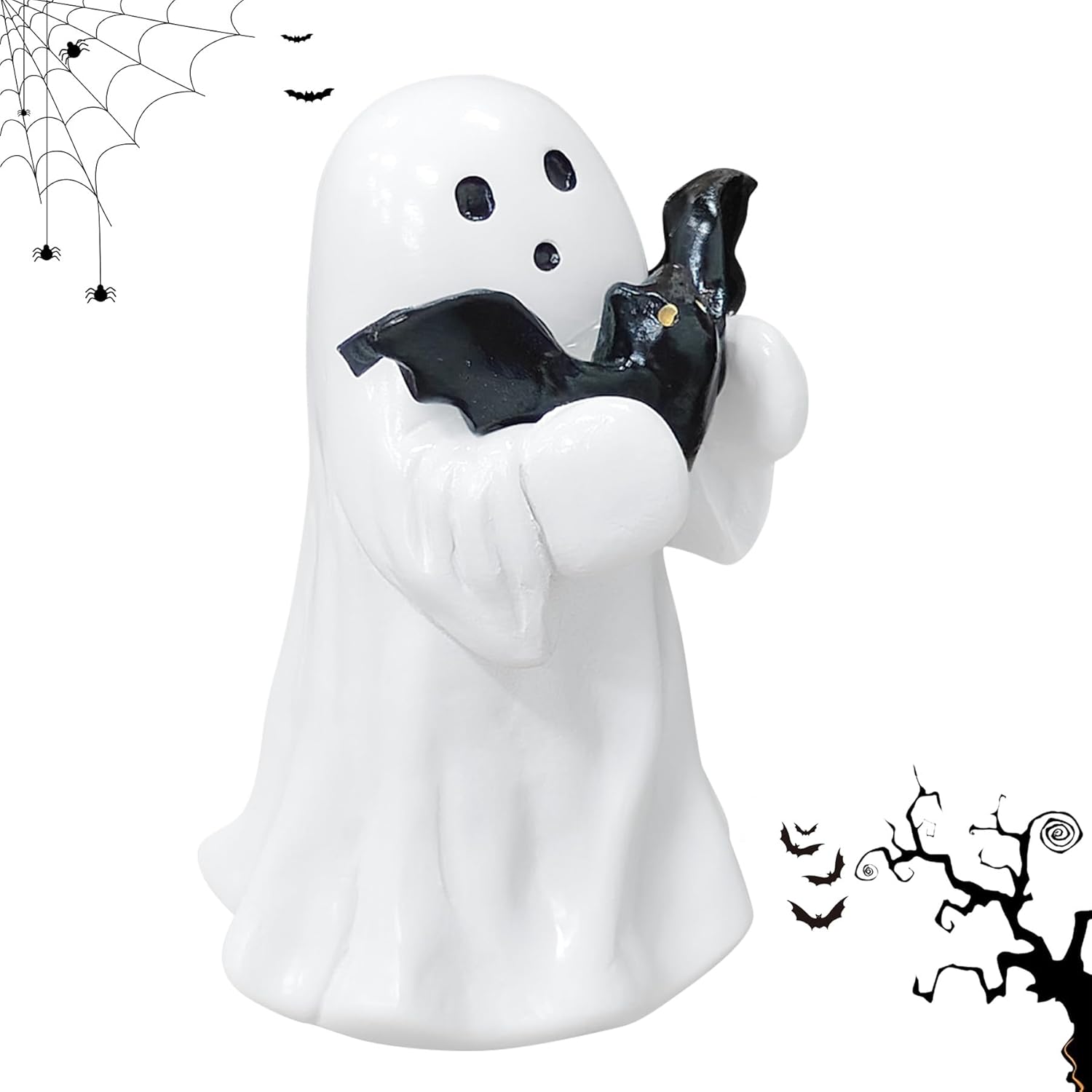 Halloween Ghost Figurine | Cute, Whimsical Decor for Tabletop Home Decoration and Unique Gifts