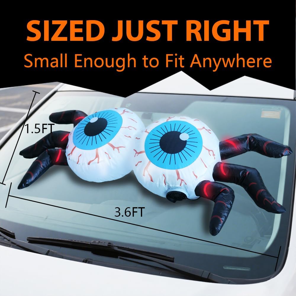 4FT Halloween Inflatable Car Window Eyeballs | Waterproof, LED Lights & Ideal for Yard and Party Decorations