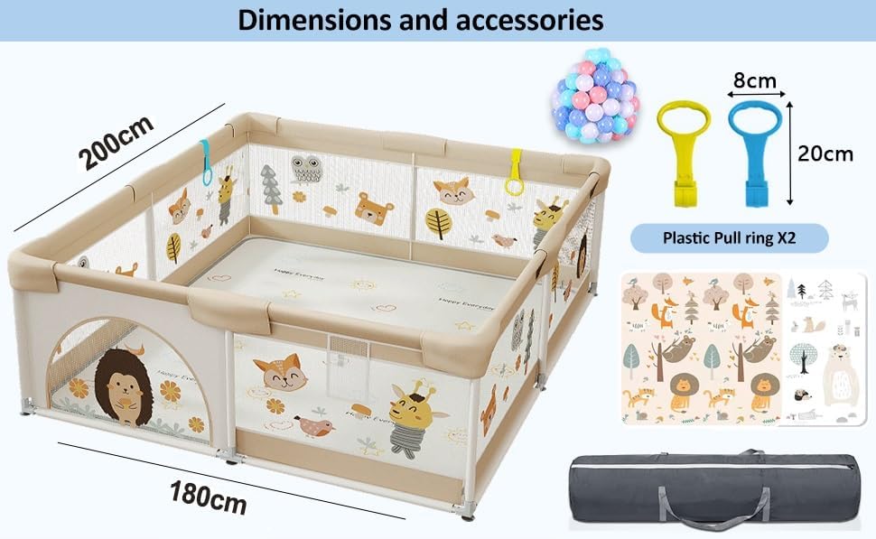 Baby Playpen | Soft, Durable & Colorful Animal Print Fence for Safe Indoor and Outdoor Play