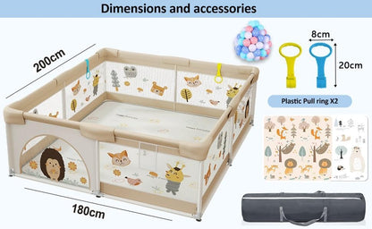 Baby Playpen | Soft, Durable & Colorful Animal Print Fence for Safe Indoor and Outdoor Play