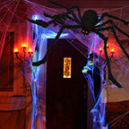 Giant Halloween Spider Web with Fake Spider | 200" Triangular Web & 59" Scary Spider for Indoor Outdoor Decorations