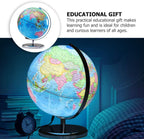 Children's Light Up World Globe with Atlas and Stand, Featuring a Glow-In-The-Dark Moon
