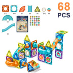 DIY Magnetic Magna Tiles Marble Run Track Wheel Building Toys Educational Toys for 6 Years Old